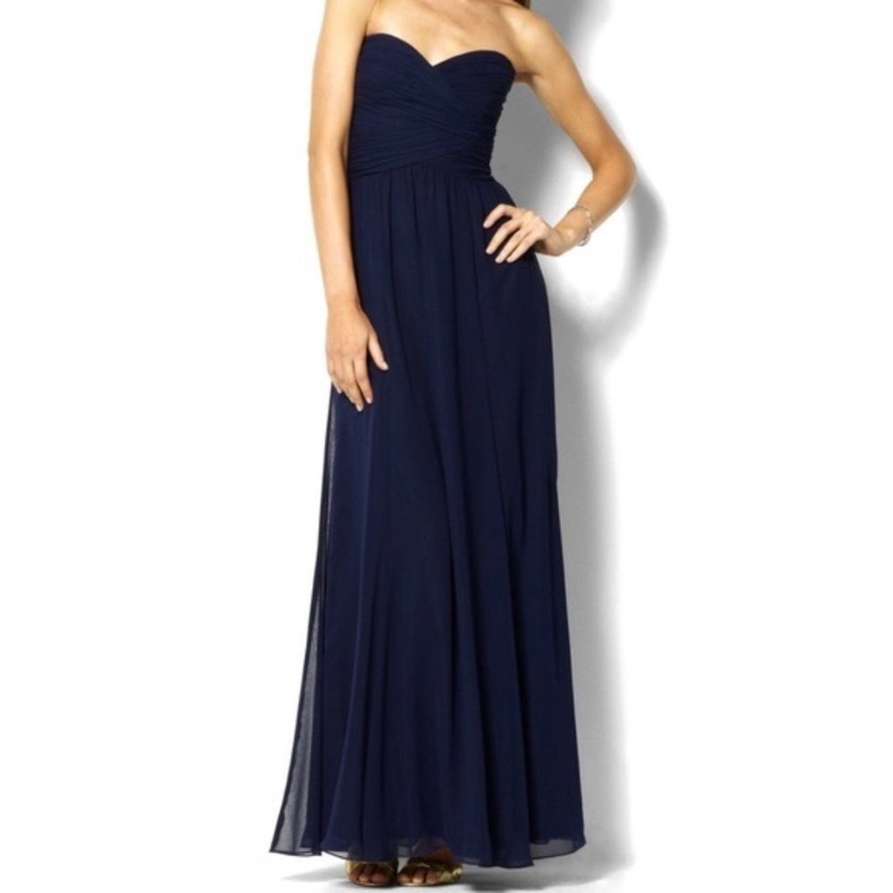 Ralph Lauren Strapless Navy Blue Formal Dress